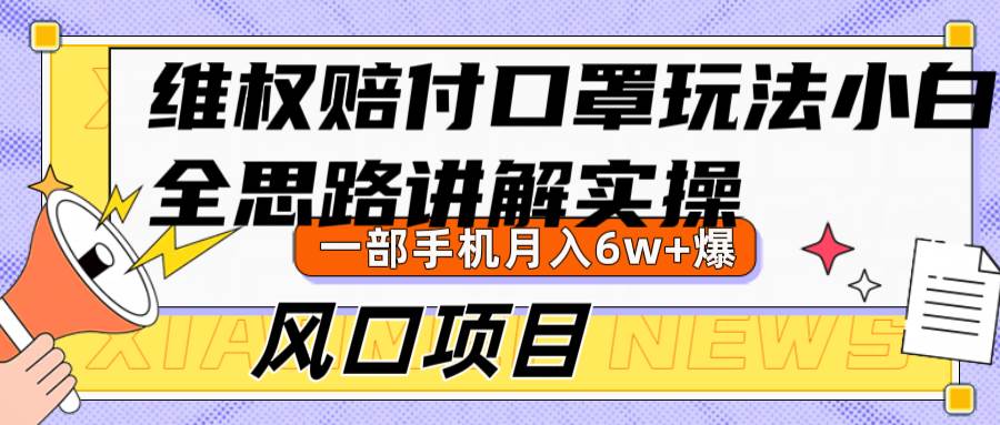 维权赔付口罩玩法，小白也能月入6w+，风口项目实操_天恒副业网