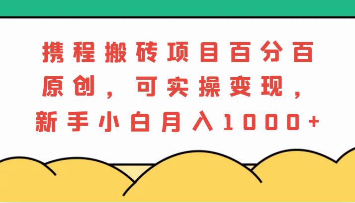 携程搬砖项目，百分百原创，可实操变现，新手小白月入1000+_天恒副业网