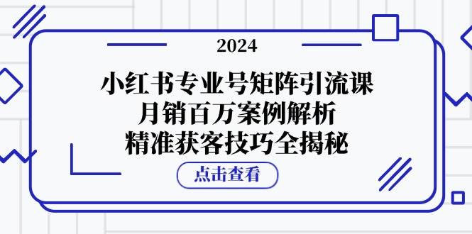 小红书专业号矩阵引流课，月销百万案例解析，精准获客技巧全揭秘_天恒副业网