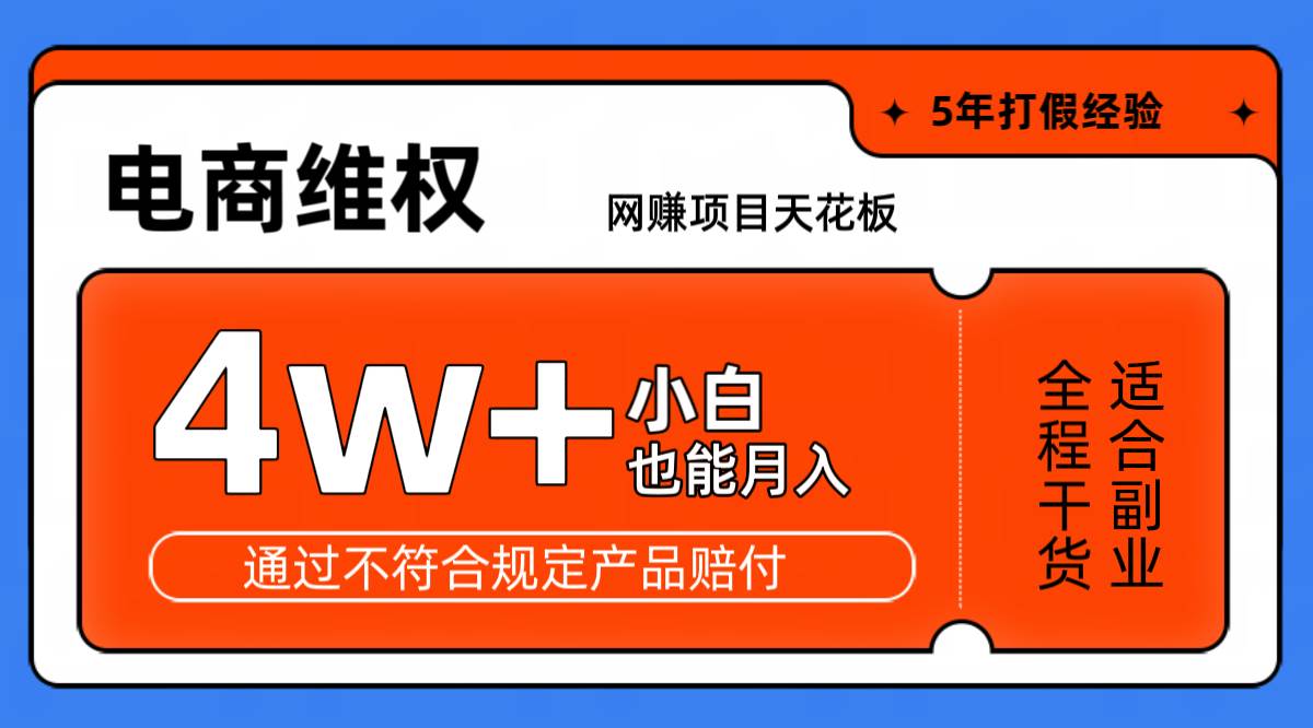 网赚项目天花板电商购物维权月收入稳定4w+独家玩法小白也能上手_天恒副业网