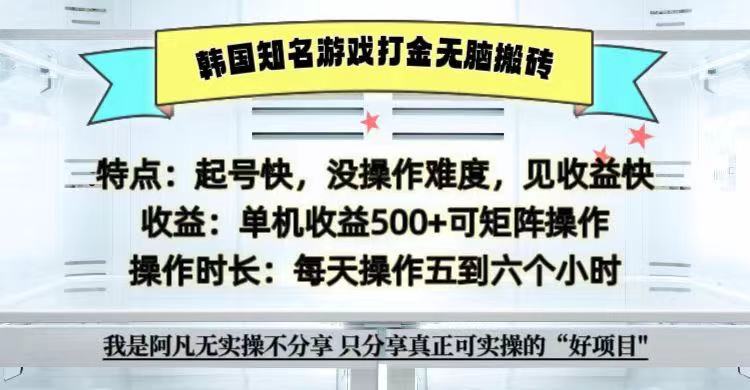全网首发海外知名游戏打金无脑搬砖单机收益500+即做！即赚！当天见收益！_天恒副业网