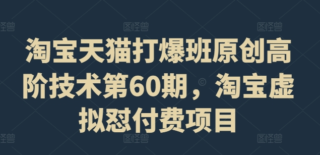 淘宝天猫打爆班原创高阶技术第60期，淘宝虚拟怼付费项目_天恒副业网