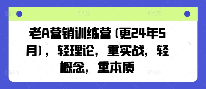 老A营销训练营(更24年7月)，轻理论，重实战，轻概念，重本质_天恒副业网