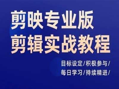 剪映专业版剪辑实战教程，目标设定/积极参与/每日学习/持续精进_天恒副业网