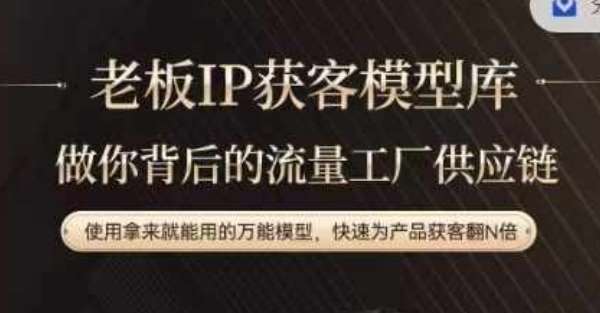 老板IP流量供应链，动作越少，账号越好，使用拿来就能用的万能模型，快速为产品获客翻N倍_天恒副业网