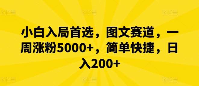 小白入局首选，图文赛道，一周涨粉5000+，简单快捷，日入200+_天恒副业网