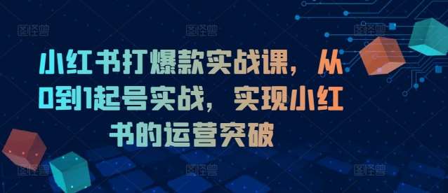 小红书打爆款实战课，从0到1起号实战，实现小红书的运营突破_天恒副业网