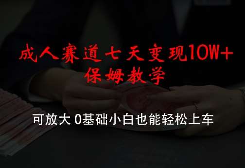 成人赛道七天变现10W+保姆教学，可放大，0基础小白也能轻松上车【揭秘】_天恒副业网