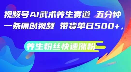 视频号AI武术养生赛道，五分钟一条原创视频，带货单日几张，养生粉丝快速涨粉【揭秘】_天恒副业网