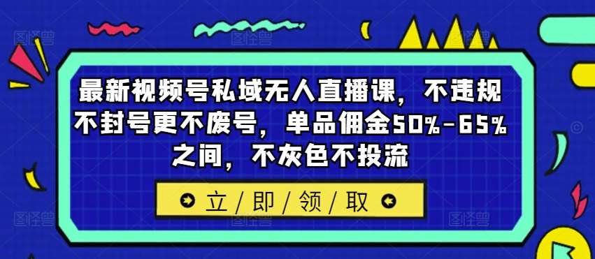 最新视频号私域无人直播课，不违规不封号更不废号，单品佣金50%-65%之间，不灰色不投流_天恒副业网