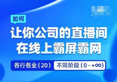 企业矩阵直播霸屏实操课，让你公司的直播间在线上霸屏霸网_天恒副业网