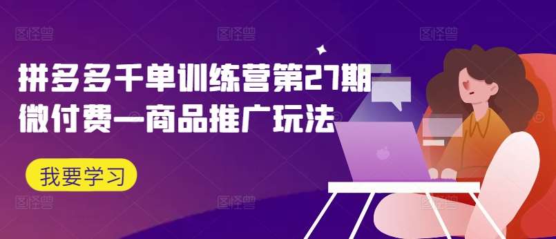 拼多多千单训练营第27期微付费—商品推广玩法_天恒副业网