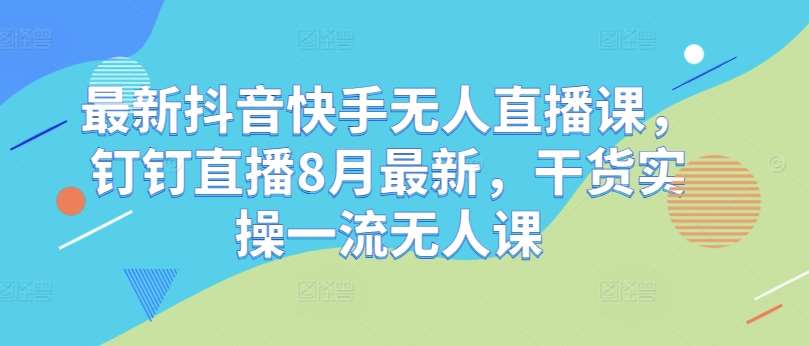 最新抖音快手无人直播课，钉钉直播8月最新，干货实操一流无人课_天恒副业网