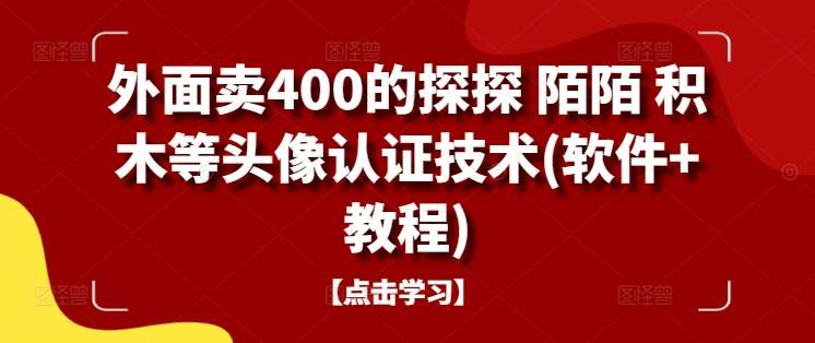 外面卖400的探探陌陌积木等头像认证技术(软件+教程)_天恒副业网