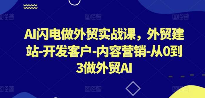 AI闪电做外贸实战课，​外贸建站-开发客户-内容营销-从0到3做外贸AI（更新）_天恒副业网