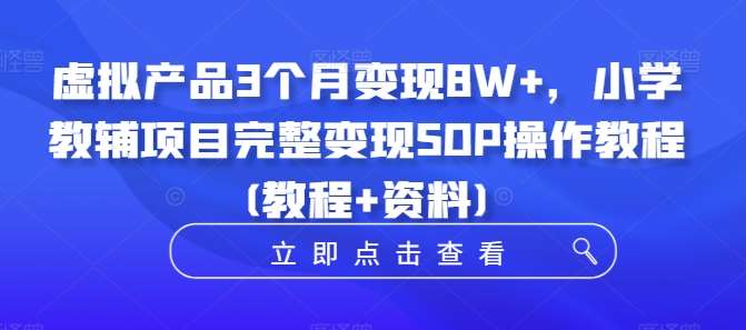 虚拟产品3个月变现8W+，小学教辅项目完整变现SOP操作教程(教程+资料)_天恒副业网