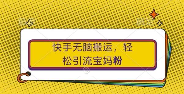 快手无脑搬运，轻松引流宝妈粉，纯小白轻松上手【揭秘】_天恒副业网