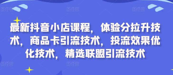 最新抖音小店课程，体验分拉升技术，商品卡引流技术，投流效果优化技术，精选联盟引流技术_天恒副业网