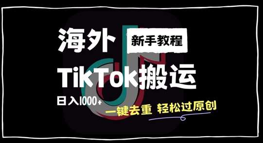 2024最新海外TikTok搬运玩法，一键去重轻松过原创，新手无经验也能日入1k【揭秘】_天恒副业网