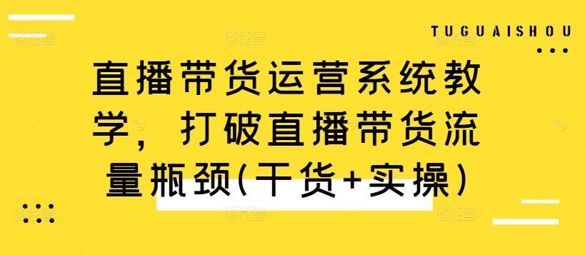 直播带货运营系统教学，打破直播带货流量瓶颈(干货+实操)_天恒副业网