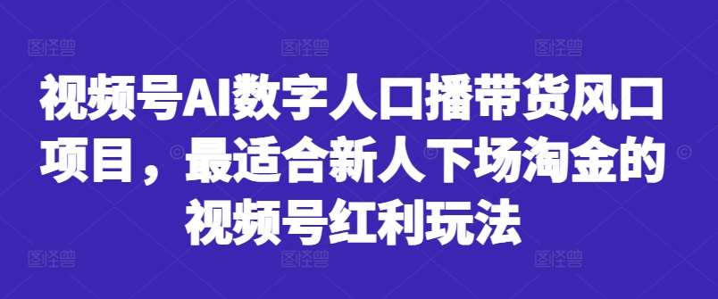 视频号AI数字人口播带货风口项目，最适合新人下场淘金的视频号红利玩法_天恒副业网