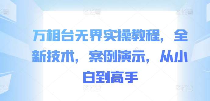 万相台无界实操教程，全新技术，案例演示，从小白到高手_天恒副业网