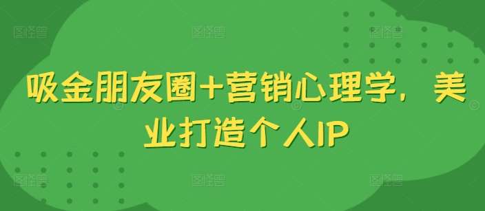 吸金朋友圈+营销心理学，美业打造个人IP_天恒副业网