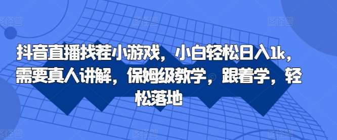 抖音直播找茬小游戏，小白轻松日入1k，需要真人讲解，保姆级教学，跟着学，轻松落地【揭秘】_天恒副业网