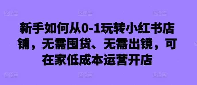 新手如何从0-1玩转小红书店铺，无需囤货、无需出镜，可在家低成本运营开店_天恒副业网