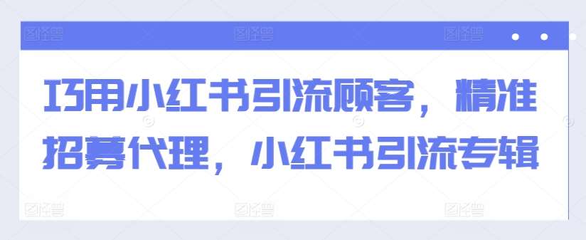 巧用小红书引流顾客，精准招募代理，小红书引流专辑_天恒副业网