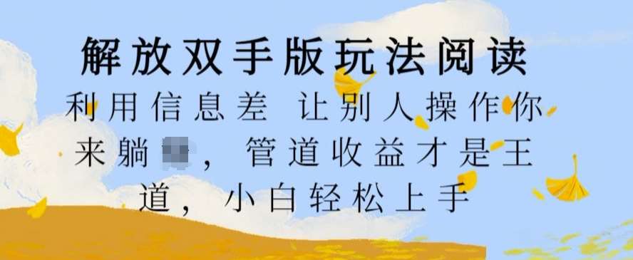 解放双手版玩法阅读，利用信息差让别人操作你来躺Z，管道收益才是王道，小白轻松上手【揭秘】_天恒副业网