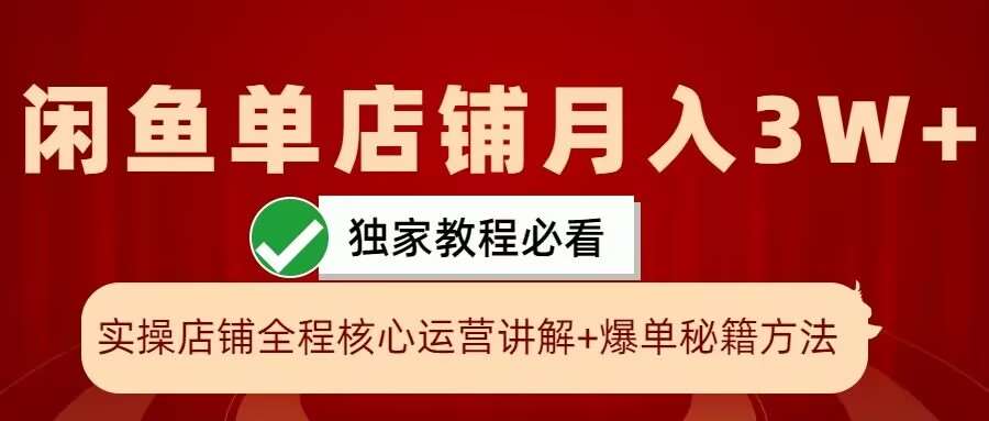 闲鱼单店铺月入3W+实操展示，爆单核心秘籍，一学就会【揭秘】_天恒副业网