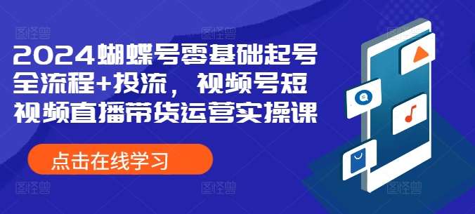 2024蝴蝶号零基础起号全流程+投流，视频号短视频直播带货运营实操课_天恒副业网