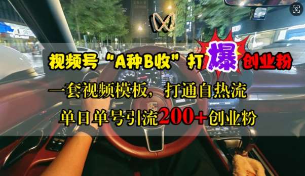 视频号“A种B收”打爆创业粉，一套视频模板打通自热流，单日单号引流200+创业粉_天恒副业网