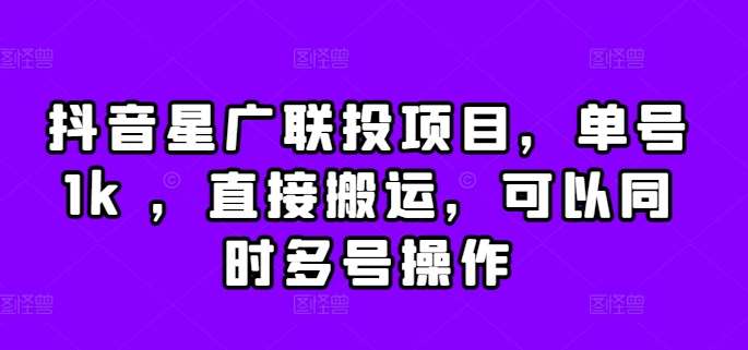 抖音星广联投项目，单号1k，直接搬运，可以同时多号操作【揭秘】_天恒副业网