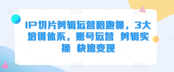 IP切片剪辑运营陪跑课，3大培训体系，账号运营剪辑实操快速变现_天恒副业网