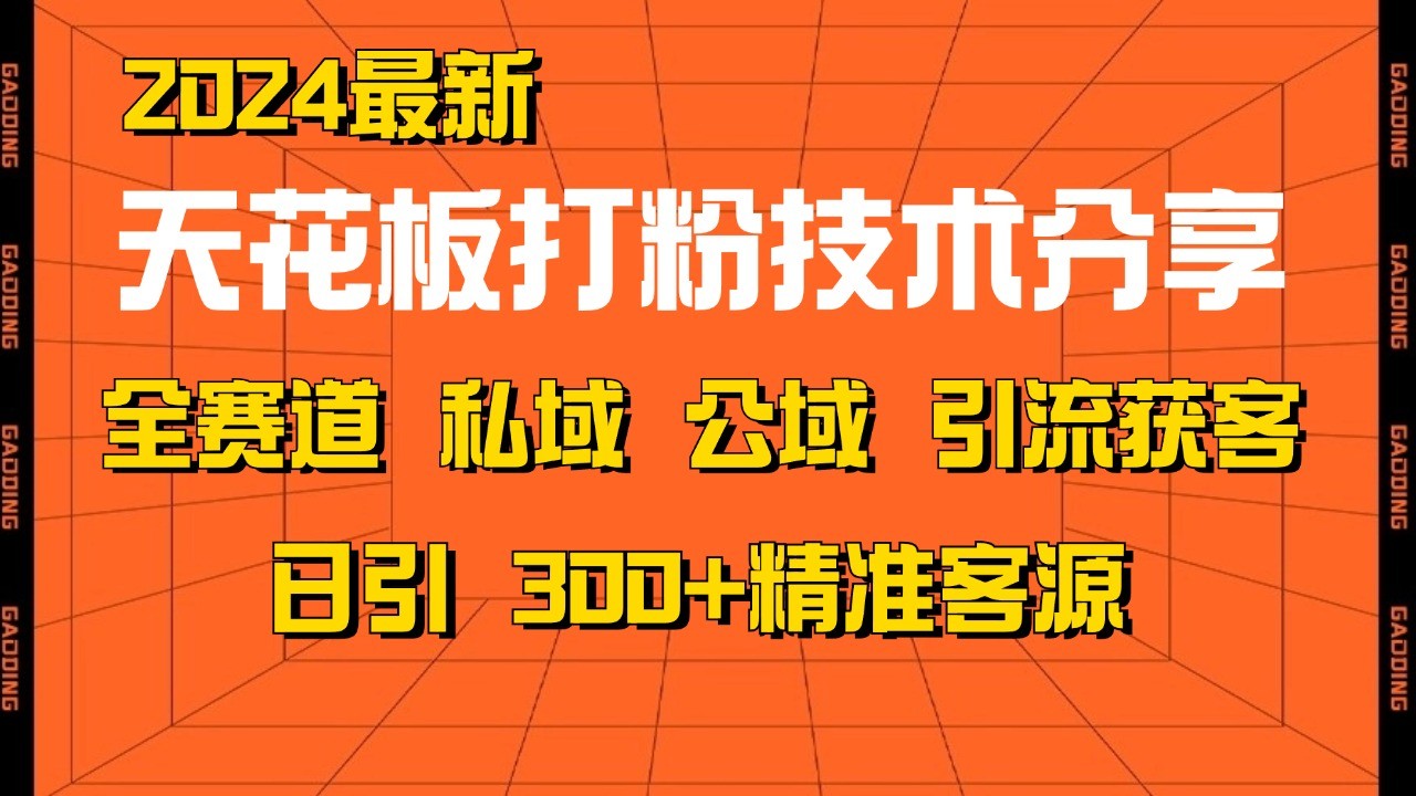 天花板打粉技术分享，野路子玩法曝光玩法免费矩阵自热技术日引2000+精准客户_天恒副业网