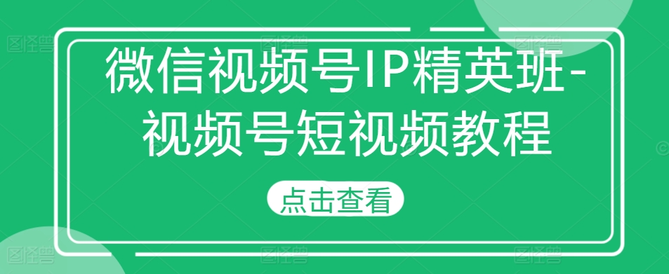 微信视频号IP精英班-视频号短视频教程_天恒副业网