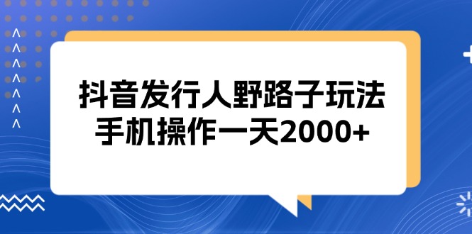 （13220期）抖音发行人野路子玩法，手机操作一天2000+_天恒副业网