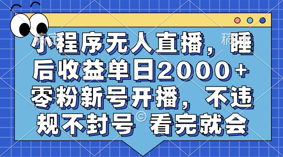（13251期）小程序无人直播，睡后收益单日2000+零粉新号开播，不违规不封号看完就会_天恒副业网
