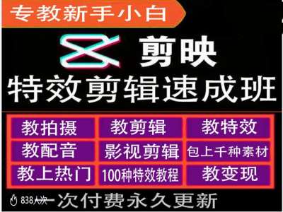 剪映特效教程和运营变现教程，特效剪辑速成班，专教新手小白_天恒副业网