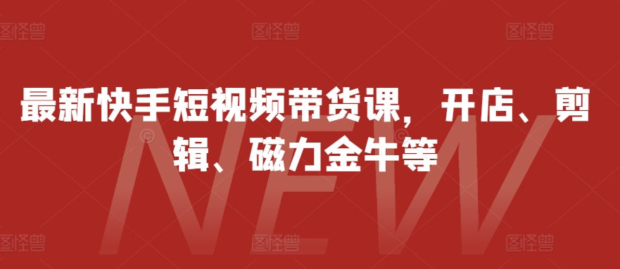 最新快手短视频带货课,开店、剪辑、磁力金牛等_天恒副业网