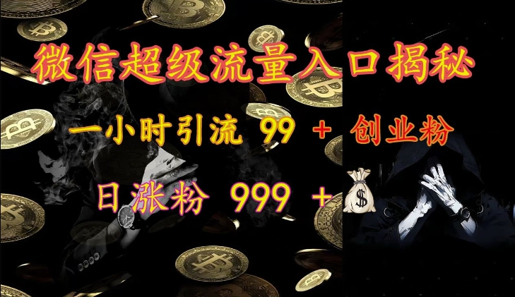 微信超级流量入口揭秘：一小时引流99+创业粉，日涨粉999+_天恒副业网