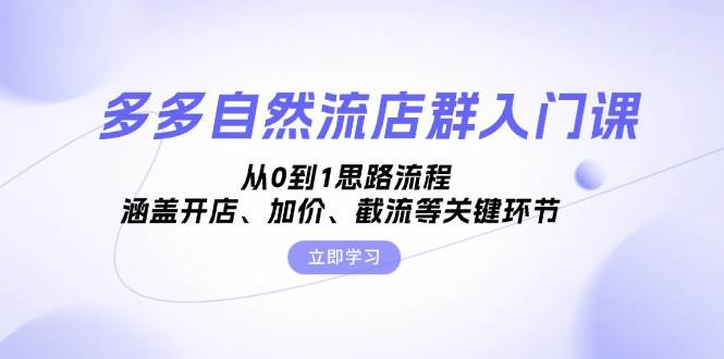 多多自然流店群入门课，从0到1思路流程，涵盖开店、加价、截流等关键环节_天恒副业网