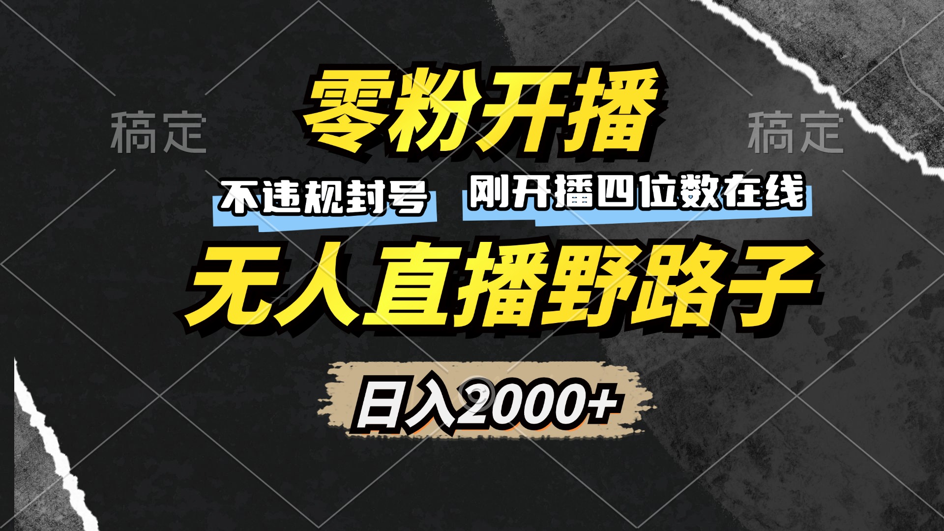 （13292期）零粉开播，无人直播野路子，日入2000+，不违规封号，躺赚收益！_天恒副业网