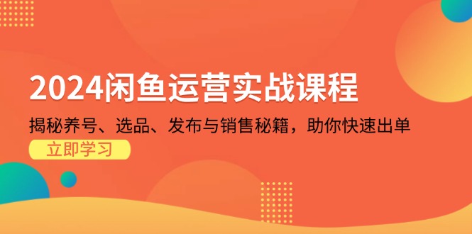 （13290期）2024闲鱼运营实战课程：揭秘养号、选品、发布与销售秘籍，助你快速出单_天恒副业网