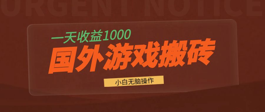 （13321期）国外游戏全自动搬砖，一天收益1000+小白无脑操作_天恒副业网