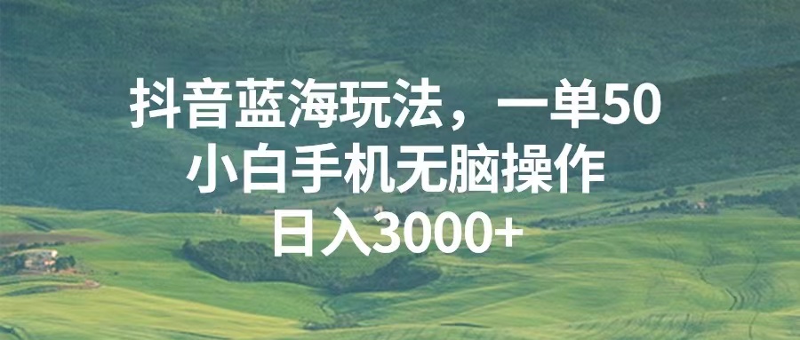 （13353期）抖音蓝海玩法，一单50，小白手机无脑操作，日入3000+_天恒副业网