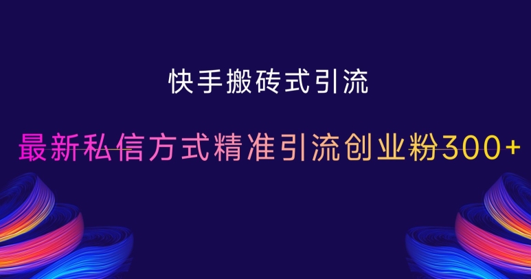 快手搬砖式引流，最新私信方式精准引流创业粉300+_天恒副业网