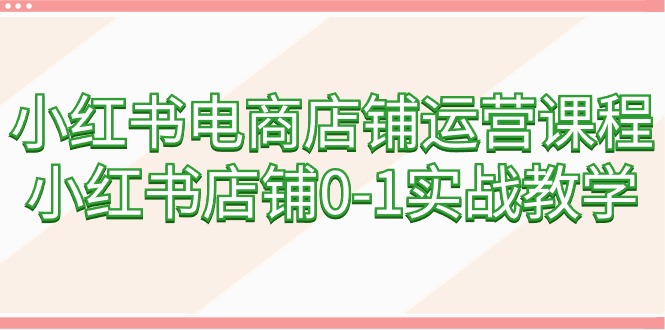 小红书电商店铺运营课程，小红书店铺0-1实战教学（60节课）_天恒副业网